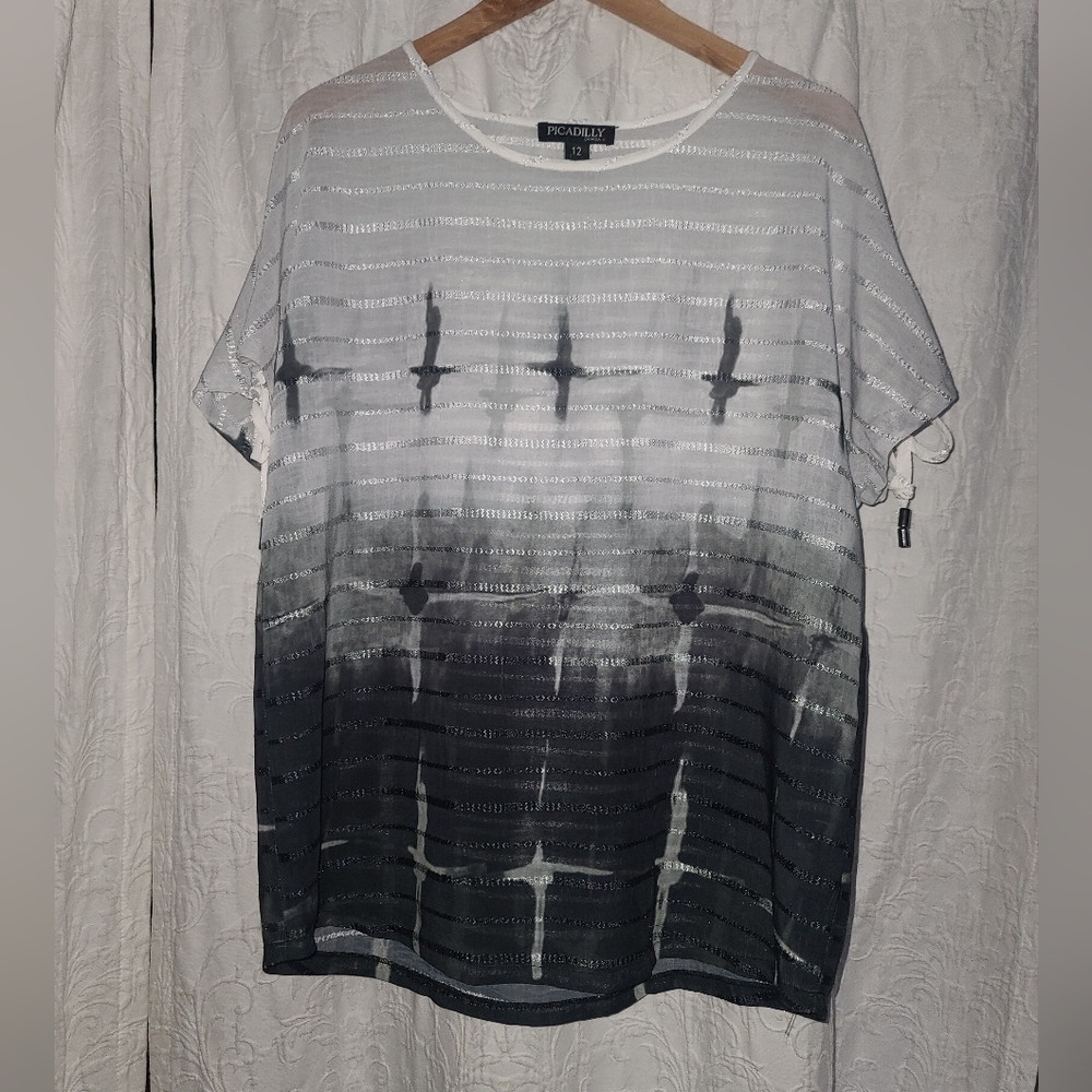 Piccadilly Canada sheer open shoulder blouse size 12